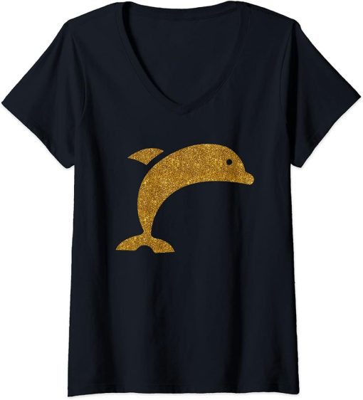 Womens Dolphin Gift For Women Girl Beluga Fish Orca Lover V-Neck T-Shirt