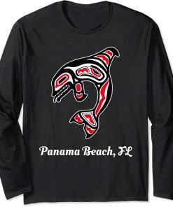 Native American Panama Beach Florida Red Orca Killer Whale Long Sleeve T-Shirt